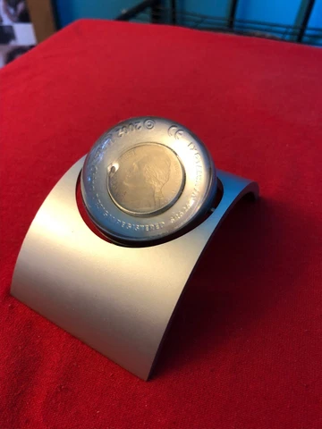 VINTAGE 1995 NICKEL MNS 2002 TABLE DESK GLASS BALL QUARTZ CLOCK SWIVEL 90s 2000s Cover