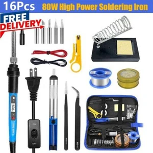 80W Electric Soldering Iron Welding Gun Tool Kit Solder Wire Desoldering Pump US - Picture 1 of 24