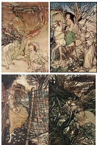 Arthur Rackham Pictures from Undine Set of Four A4 Photo Prints Wall Art Picture - Picture 1 of 5