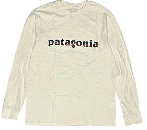 Patagonia '73 Text Logo Long Sleeve T-shirt M Birch White - Picture 1 of 4