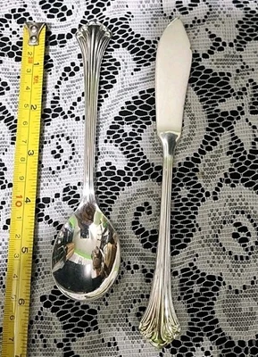👌CUCHILLO DE MANTEQUILLA MAESTRO ACANALADO CHAPADO EN PLATA ALEGRO JAPAN Y CUCHARA DE AZÚCAR 🧈🍚 Foto 1 de 4