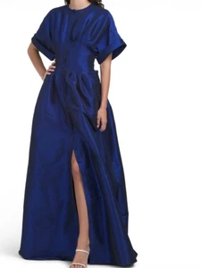 Abito da cocktail Rene Ruiz manica corta corpetto blu navy taglia 12 AUTENTICO NUOVO CON ETICHETTE - Foto 1 di 7