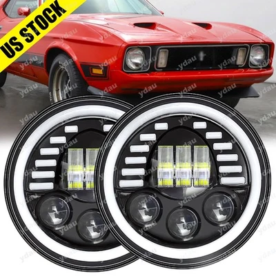 2 faros LED de 7" con luz de señal de giro DRL para Ford Mustang 65-73 Foto 1 de 4