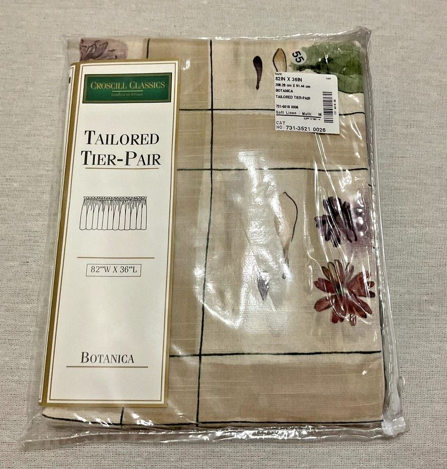 De colección Croscill Botanica 9316 Par de niveles a medida, lino/multicolor 82WX36L EE. UU. Foto 1 de 4