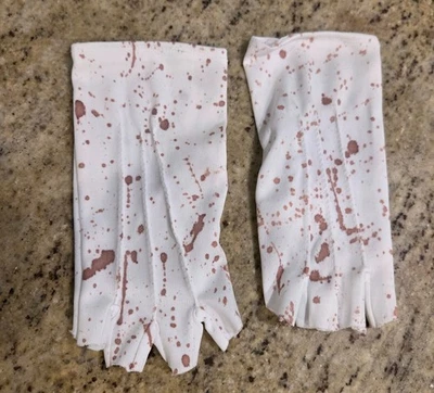Fingerless White Fake Bloody Gloves Art the Clown Costume Pennywise One Size - Image 1 of 4