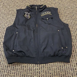 Men's Coogi Vest 5XL Black/Gold w Hidden Hood Zipper Embroidered Y2K Hip Hop - Picture 1 of 18