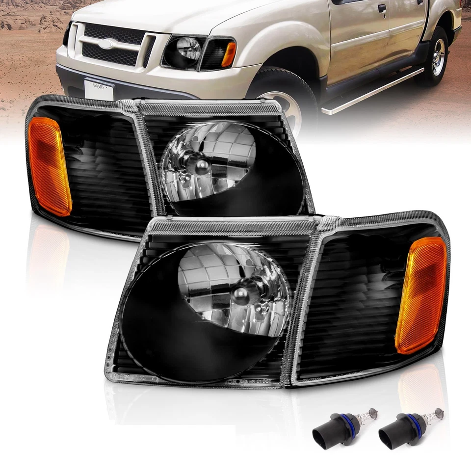2001-2005 For Ford Explorer Sport Trac Black Replacement Corner headlights - Image 1 of 1