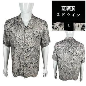 Edwin Mens Large Shirt Xerophyte S/S Beige Viscose Made In Portugal Casual EUC - Picture 1 of 12