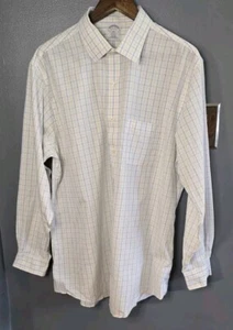 Brooks Brothers Regent Hemd Herren 17-4/5 weiß kariert elegant Knopf Langarm - Bild 1 von 8