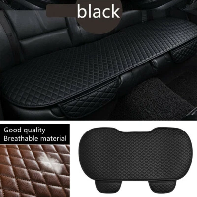 Funda de asiento trasera de cuero PU negra para automóvil Foto 1 de 4
