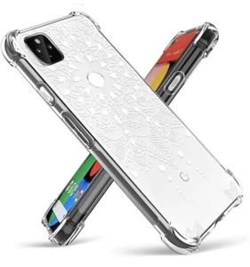 NEW White Flower Clear Cell Phone Case Google Pixel 5 2020 Reinforced Corners - Picture 1 of 5