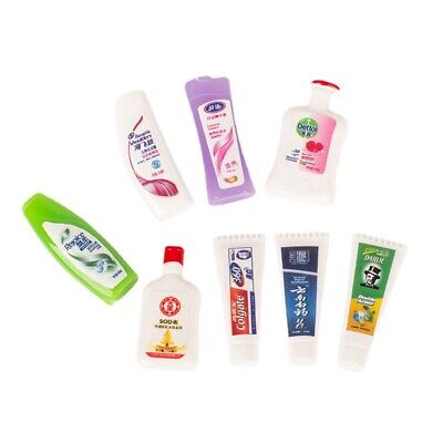 8PC Dollhouse Miniature 1:12 Scale Toiletries Shower Gel Toothpaste Accessories • 8.49$