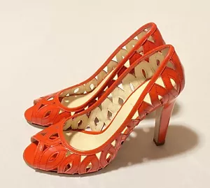 Miu Miu Strawberry Red Patent Peep Toe Heel Women's Shoes Size 39 (US 9) Italy - Picture 1 of 22