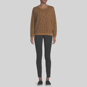 Time and Tru Women's Animal Print Sweatshirt, Brown, Medium 8-10 - Picture 1 of 5
