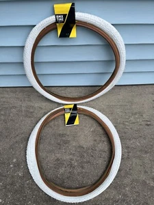 2 New GT Wings BMX Tires 20X1.75 RETRO LP-5 WHITE Oldschool Performer Dyno 20 - Picture 1 of 10