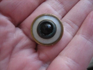 Vintage 11/16" Red Rhinestone Set In Metal, Plastic, Brass Button - PD1 - Picture 1 of 5