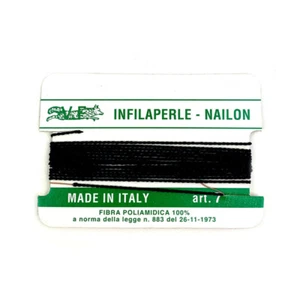 Infilaperle filo nylon con ago colore nero nailon per collane bracciali Mis. 7 - Foto 1 di 1