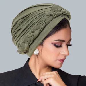 Damen Hijab Zopf Chemo Turban Mützen muslimisches Headwrap afrikanische Kopfbedeckung Hut indisch - Bild 1 von 22