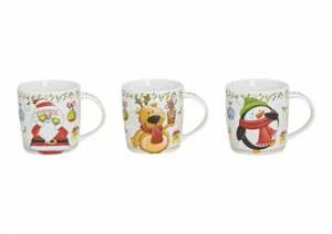 Tassen Set 3-teilig Weihnachten 300 ml Elch Pinguin Nikolaus Becher Wichtel bunt - Bild 1 von 1