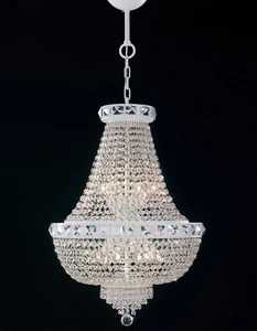 1241 LAMPADARIO IN STILE IMPERO IN METALLO ORO O CROMO E CRISTALLI 12 LUCI - Imagen 1 de 4