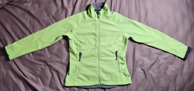 Sudadera polar verde neón REI para mujer talla mediana bolsillos con cremallera cremallera completa Foto 1 de 4
