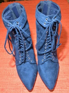 Stiefeletten blau High Heels Schnüre Reißverschl. Wildleder Gr. 40 Sergio Todzi - Bild 1 von 4