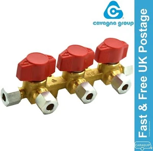 Válvula de cierre colector aislante de gas 8 mm triple caravana autocaravana barco R43101 - Imagen 1 de 3