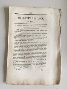 bulletin lois 1203 ordonnances Patente de santé Imp. Royale Mai 1845 - Imagen 1 de 3