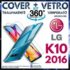 COVER TRASPARENTE + PELLICOLA VETRO TEMPERATO Per LG K10 K420N K 10 2016 Slim