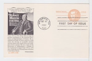 TurtlesTradingPost- Robert Morris Postal Card 1981 #UX92 FDC Aristocrat Cachet - Picture 1 of 1