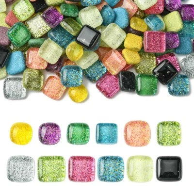 180x Glitter Glass Cabochon Mosaic Pieces Flatback for Arts Crafts DIY Jewelry - Image 1 of 4