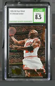1995-96 Fleer Metal Michael Jordan #13 grado CSG 8,5 quasi nuovo/mt + - tori - Foto 1 di 2
