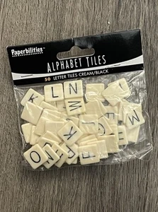 Pegatinas álbum de recortes Paperbilities alfabeto azulejos 50 letras negro crema alfa - Imagen 1 de 2