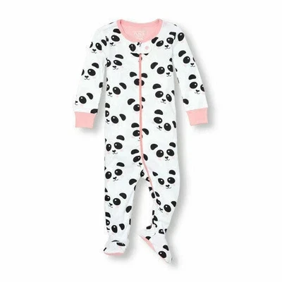 C1 NUEVO CON ETIQUETAS 2T The Children's Place Blanco PANDA FACES Pijama con Pies Dormir Foto 1 de 3