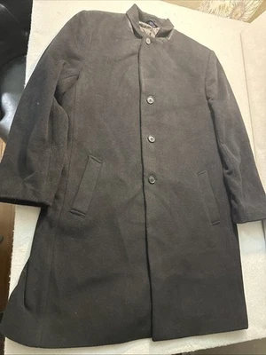 Hathaway Platinum Mens Wool Cashmere Overcoat 46R Black Dressy Classic Old Money - Image 1 of 4