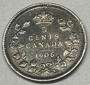 Kanada 1906 5 Cent Silber. Knackiges Original Beispiel.  Kostenloser Versand!! - Bild 1 von 5