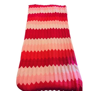 Afghan Chevron Crochet Vintage Multicolor Zig Zag Sofa Throw Blanket 79" x 38" - Picture 1 of 8