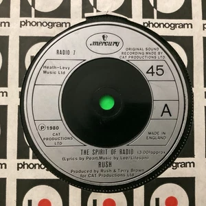 Rush 7” Vinyl Single “ The Spirit Of Radio “ Mercury 1980  Lee/Lifeson/Peart A#1 - Picture 1 of 11