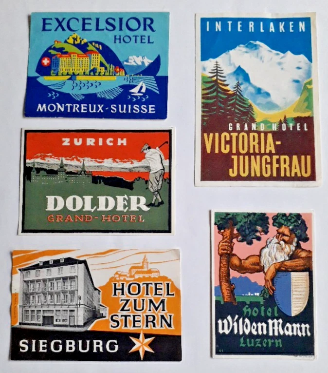 Лот 5 Suisse отель багаж этикетка. - Изображение 1 из 1