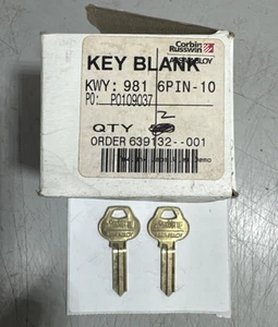 LOT OF 2 CORBIN RUSSWIN 981-6 PIN-10 KEY BLANK - Picture 1 of 6