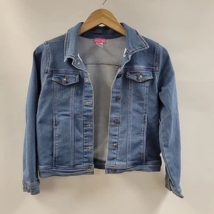 Zunie Girl Denim Jean Jacket Size Xl 14/16 Blue Stretch - Picture 1 of 12