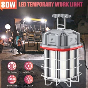 80W LED Temporary Work Light Linkable Construction Jobsite Lighting 11600LM ETL - Picture 1 of 12