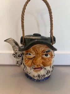Vintage Toby Style Winking Man Teapot with Rattan style handle - Picture 1 of 8