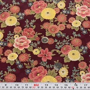 Vintage 2004 Kona Bay Asian Inspired Florals Metallic Cotton Remnant 9" x 44" - Picture 1 of 2