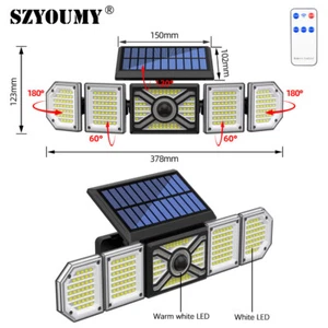 Solar Motion Sensor Light 5 Head 3 Lighting Modes For Outside Yard Pathway Patio - Picture 1 of 11