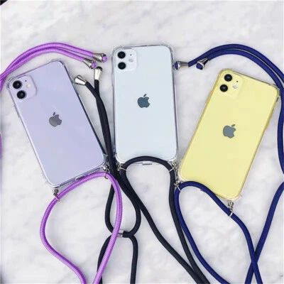 Cross Body Clear Case Colorful Neck Lanyard For iPhone 17 16 15 14 13 12 Pro Max - Image 1 of 4
