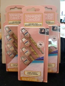 3 Yankee Candle PINK SANDS Vent Sticks CAR Jar Air Freshener Tropical Fragrance - Picture 1 of 2