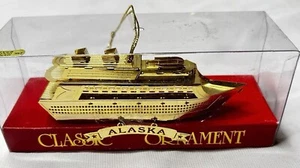 Classic Ornament Alaska Cruise Ship S.O.S 24k Gold Finish Brass Christmas - Bild 1 von 5