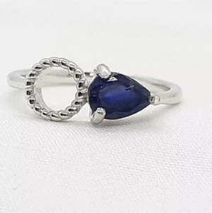 Natürlicher 0,70ct Kanchanaburi Saphir Birnenschliff 925 Sterling Silber Ring Größe 7 - Bild 1 von 7