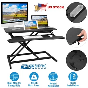 Height Adjustable Standing Desk Monitor Riser Sit to Stand Office Workstation US - Picture 1 of 11